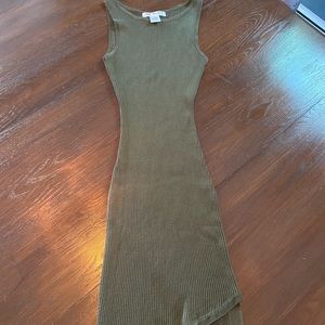 Olive green tight a-symmetric dress